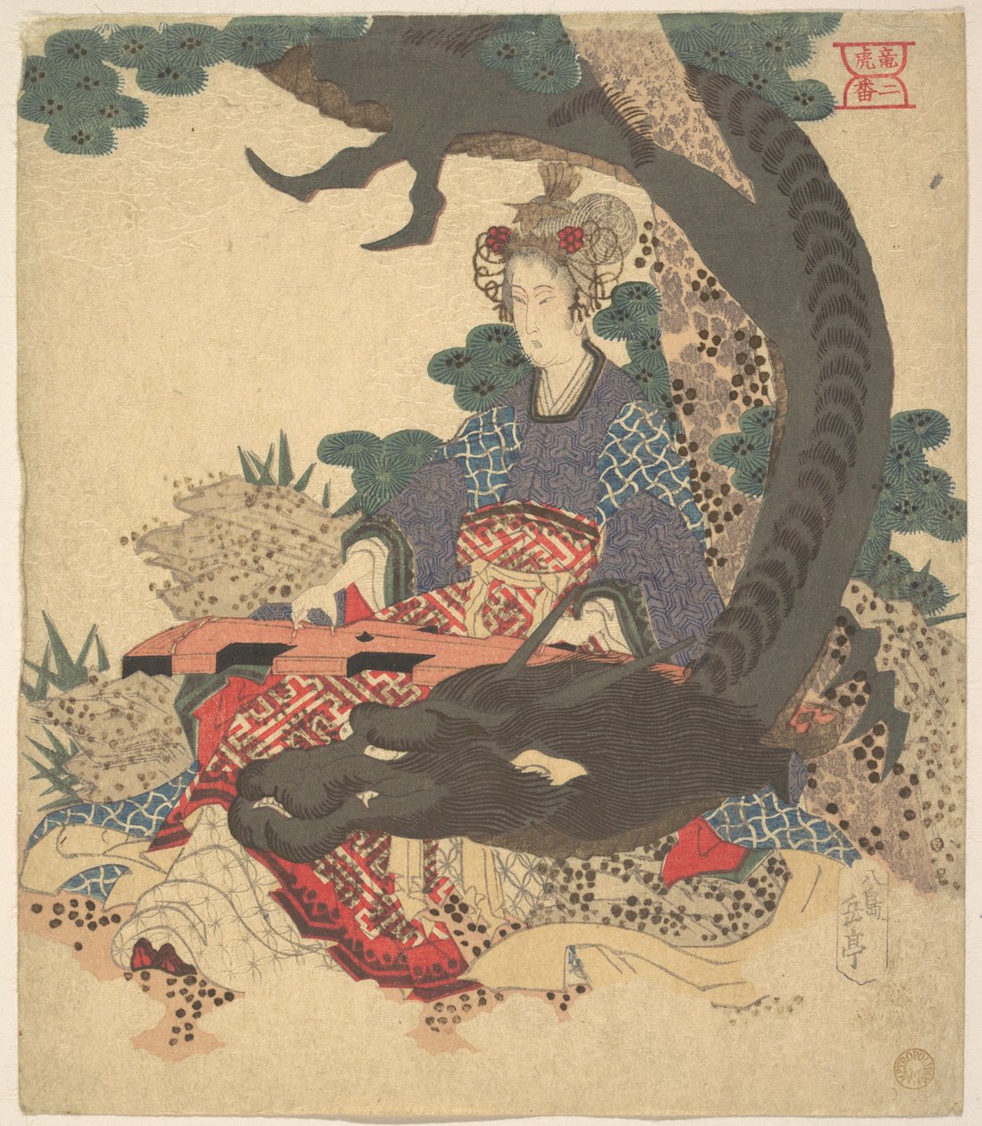 Benzaiten och draken av Yashima Gakutei