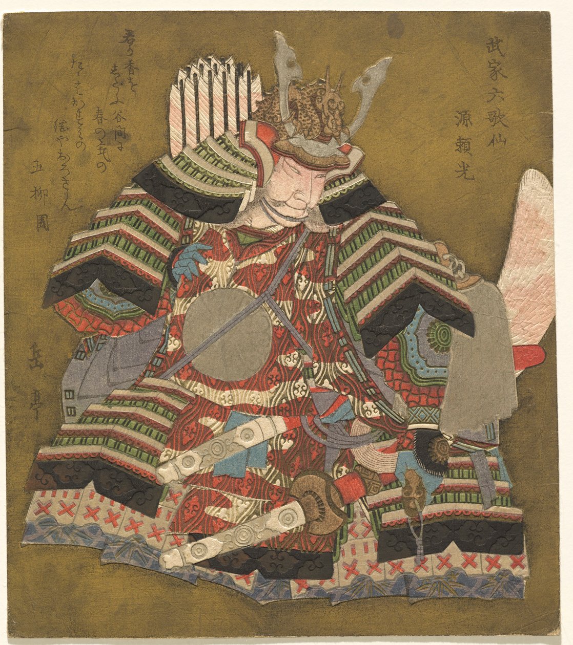 Källa till källan? (Raikou), från te serien s shi x yitsumo r och andra l samurai poet ts (samurai Rokkasen) av Yashima Gakutei