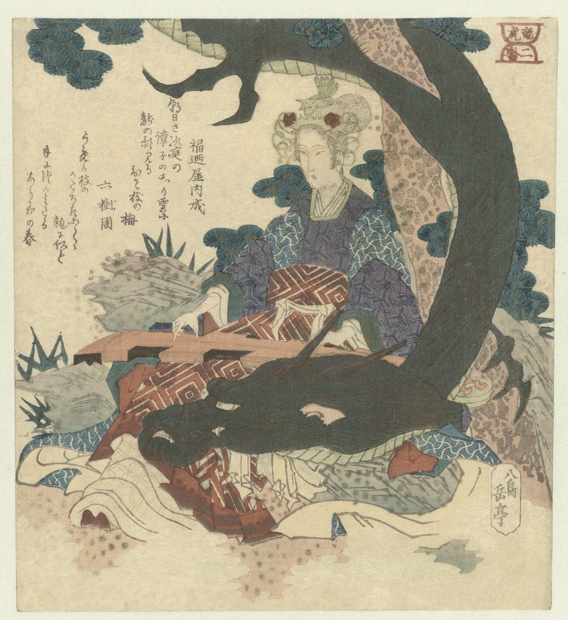 Nummer två: Kinesisk kvinna med drake Niban (titel på objekt) Dragon and Tiger (serietitel) Ryûko (serietitel på objekt) av Yashima Gakutei