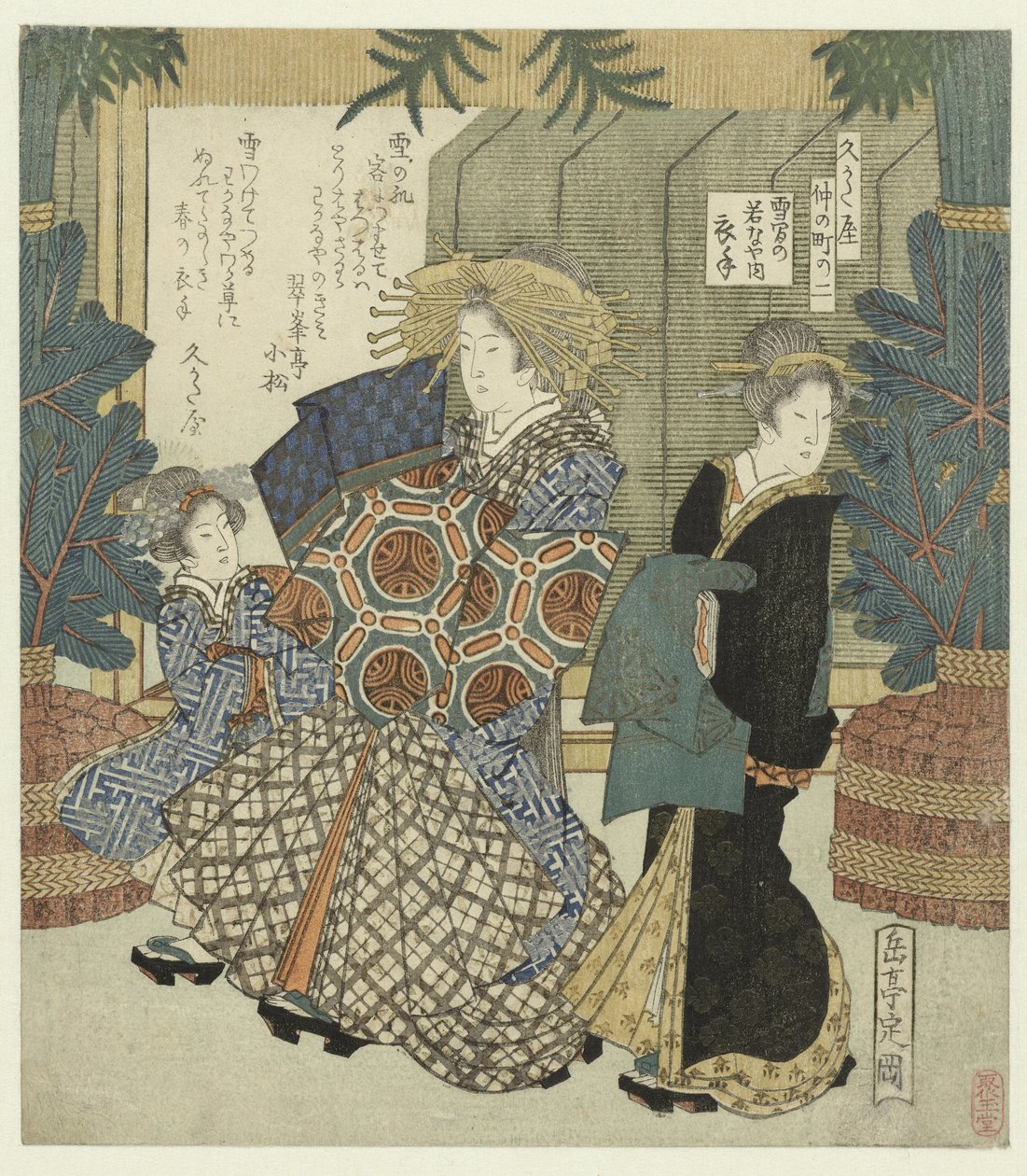 Nummer två: Koromodes Wakanaya snökläder Yukiwake no Wakanaya uchi Koromode (titel på objekt) Nakanochô för Hisakataya Poetry Society (serietitel) Hisakataya Nakanochô (serietitel på objekt) av Yashima Gakutei