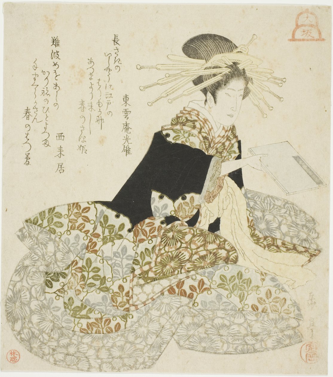 Osaka: Courtesan of the Shinmachi, från en namnlös serie av de tre huvudstäderna av Yashima Gakutei