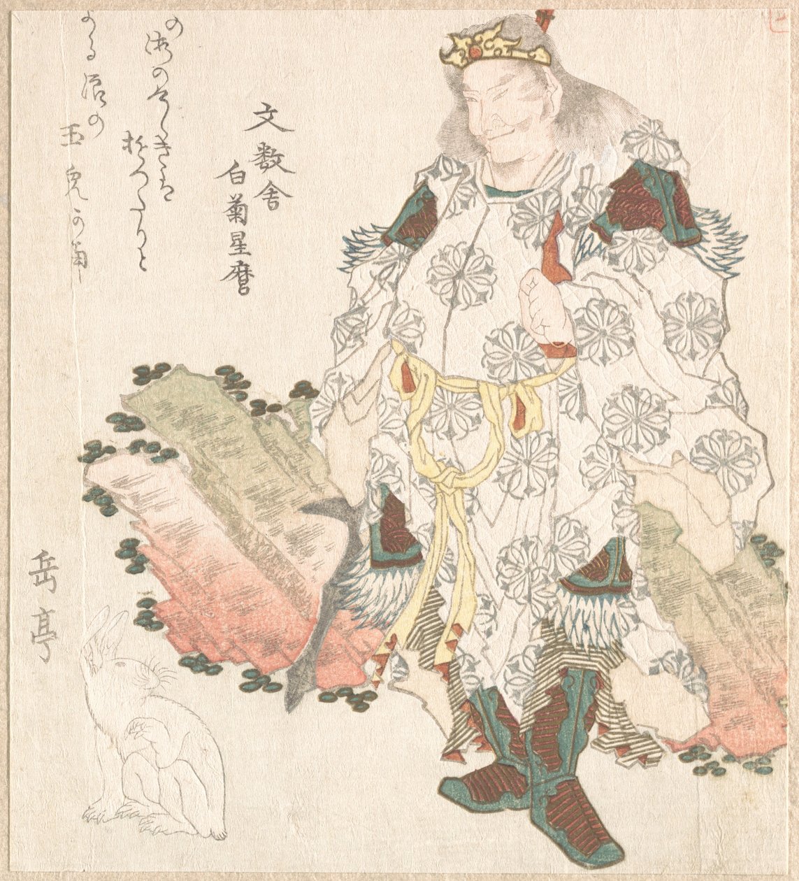 Prins Okuni () och en hare av Yashima Gakutei