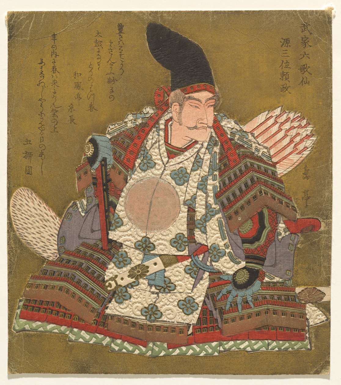 te rd kolumn k Minamoto no Yorimasa (Minamoto Sanmi Yorimasa), från Te-serien shi x Hitomo r others l Samurai poet ts (Samurai Rokkasen) av Yashima Gakutei