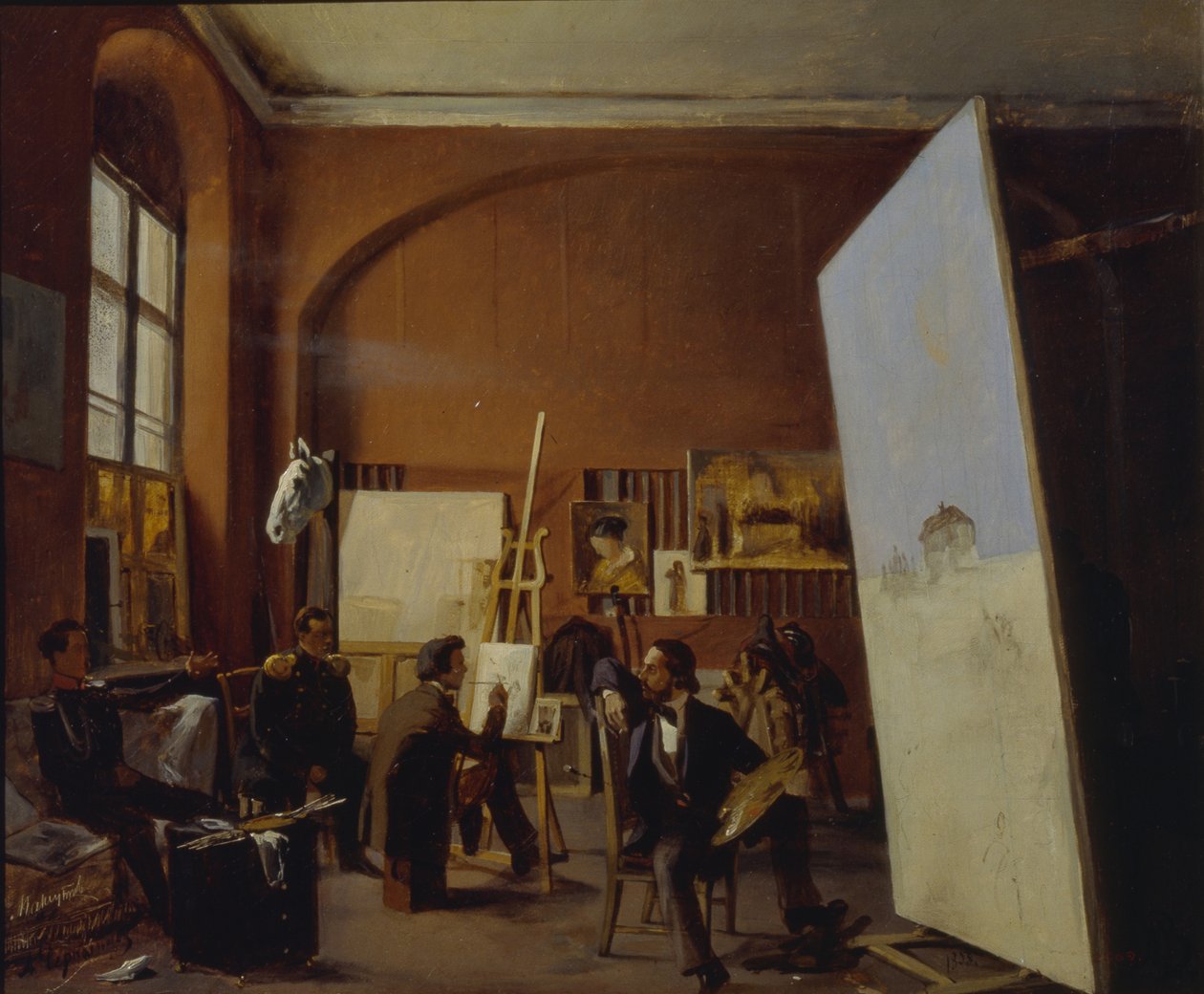 Ateljé av målaren greve Vasilij Maksutov, 1858 av Yevgraf Semyonovich Sorokin