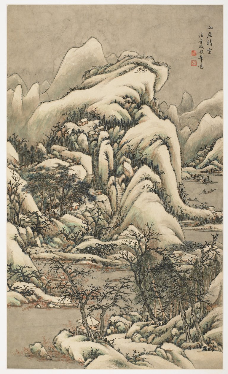 Snow in Mountain Villa, från ett album med 12 blad av Yongxi Jin