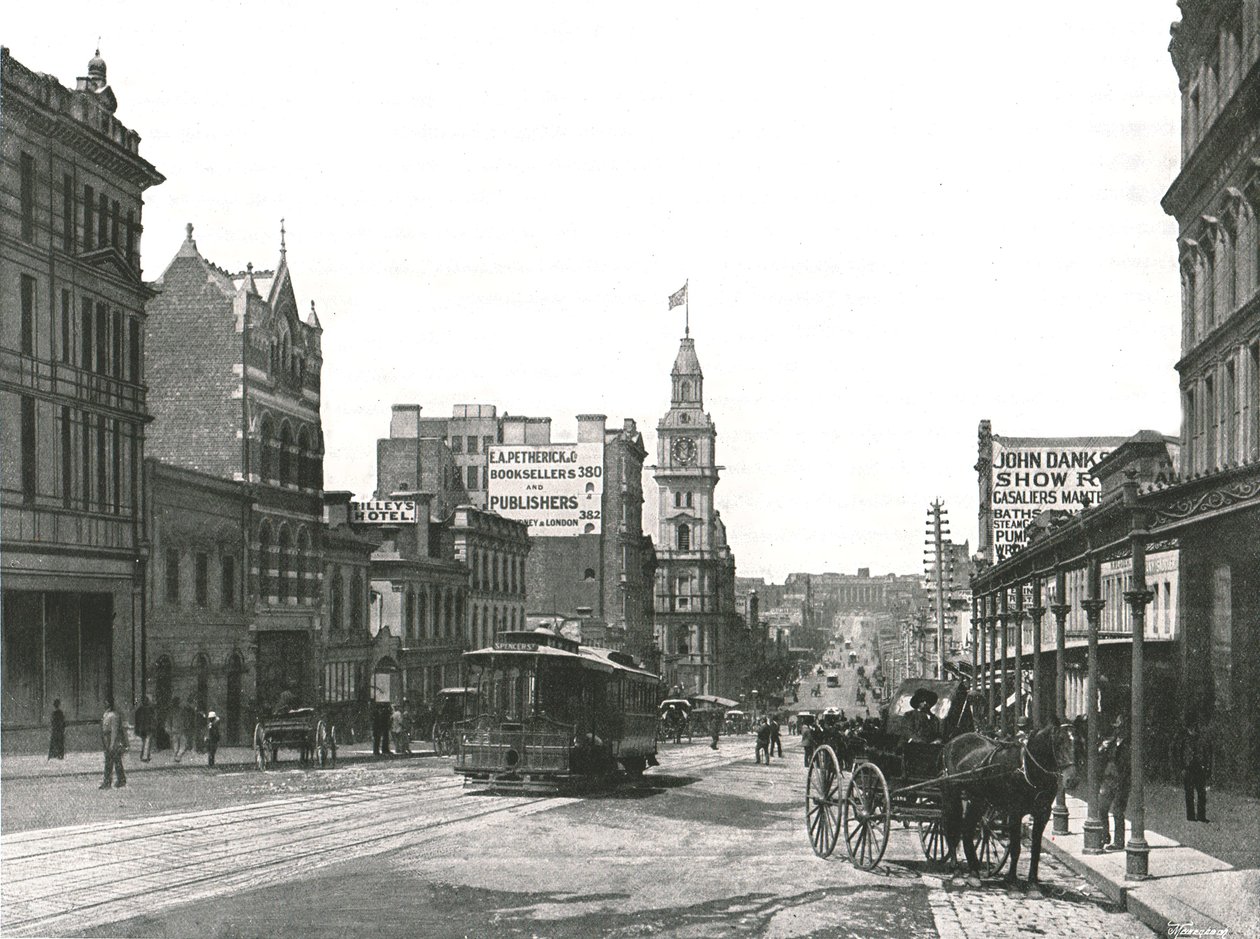 Bourke Street österut, Melbourne, Australien, 1895. av York and Son