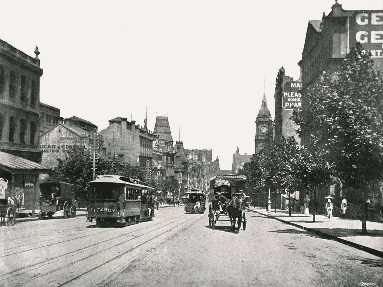 Collins Street, västerut från Russell Street, Melbourne, Australien, 1895. av York and Son