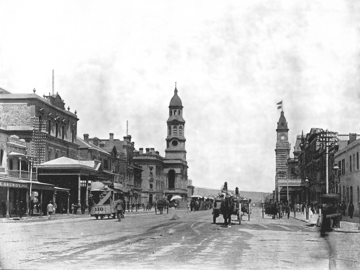 King William Street blickar söderut, Adelaide, Australien, 1895. av York and Son