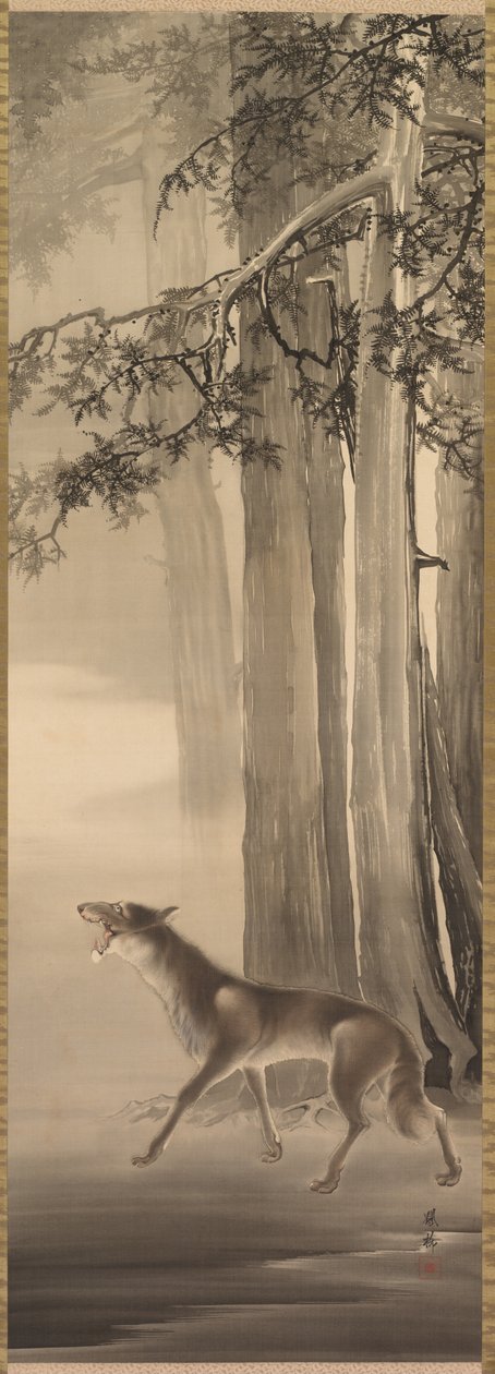 Ytande varg i en djup bergsdal av Yoshimura Hōryū