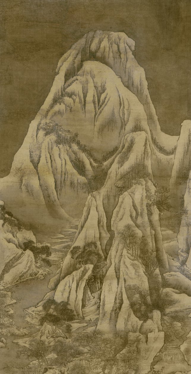 Vinterlandskap, Qing-dynastin (bläck och färg på siden) av Yuan Jiang