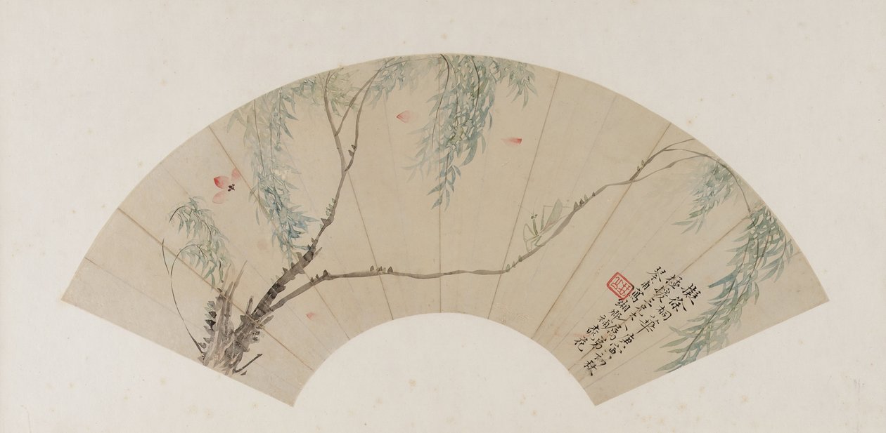 På en gren av pil, Qingdynastin, troligen 1770 (bläck och färg på papper) av Yuan Tong