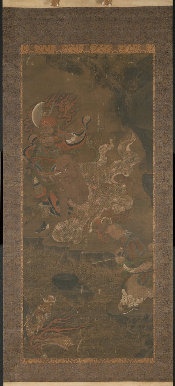 Arhat Taming the Dragon av Yuan dynasty Chinese