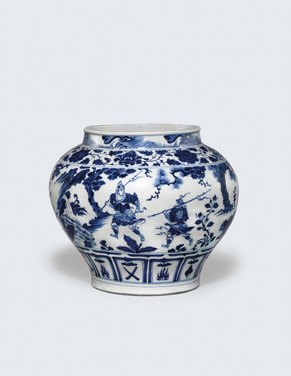 En exceptionellt sällsynt och viktig blåvit burk, Guan av Yuan Dynasty Chinese School