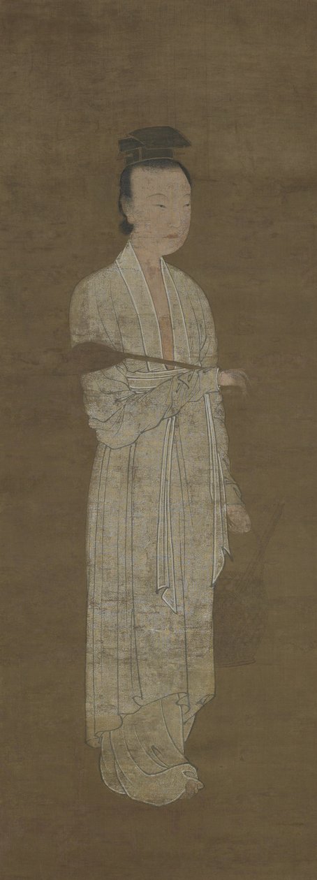 Porträtt av en kvinna i vitt: Lu Meiniang av Yuan Dynasty Chinese School