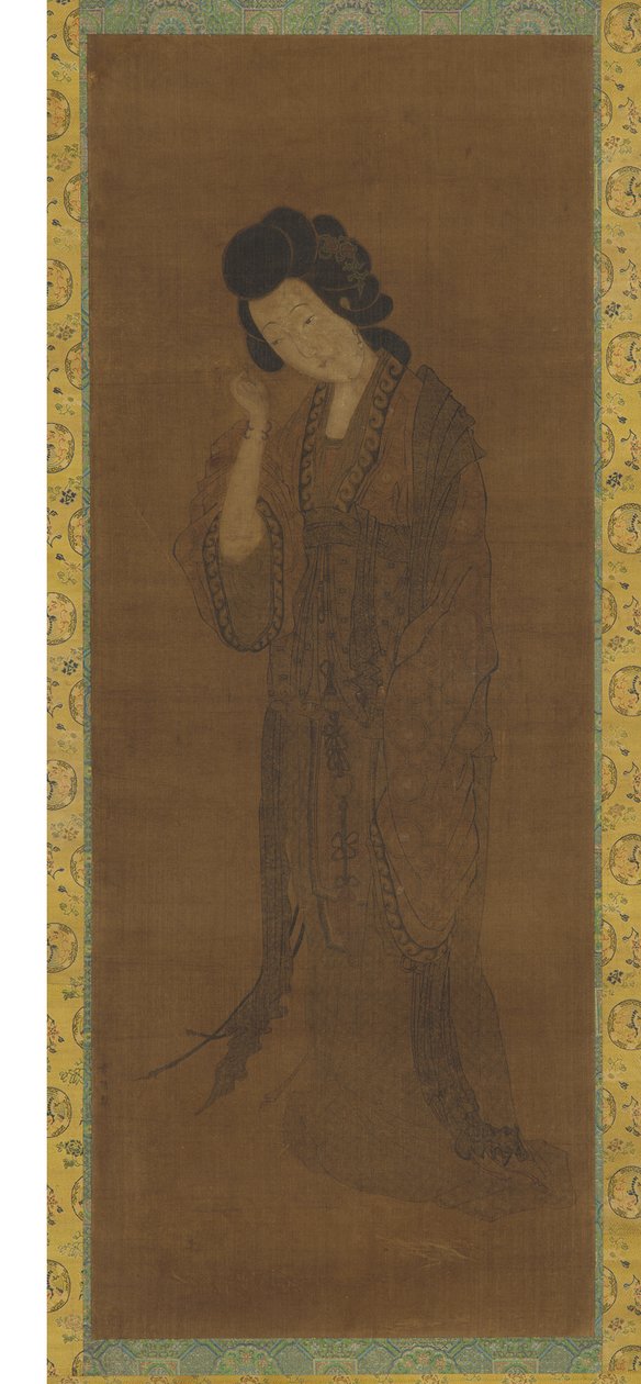 Den stående figuren av en kvinna, sent Ming eller tidig Qing-dynastin, 1600-talet av Yuan Qian