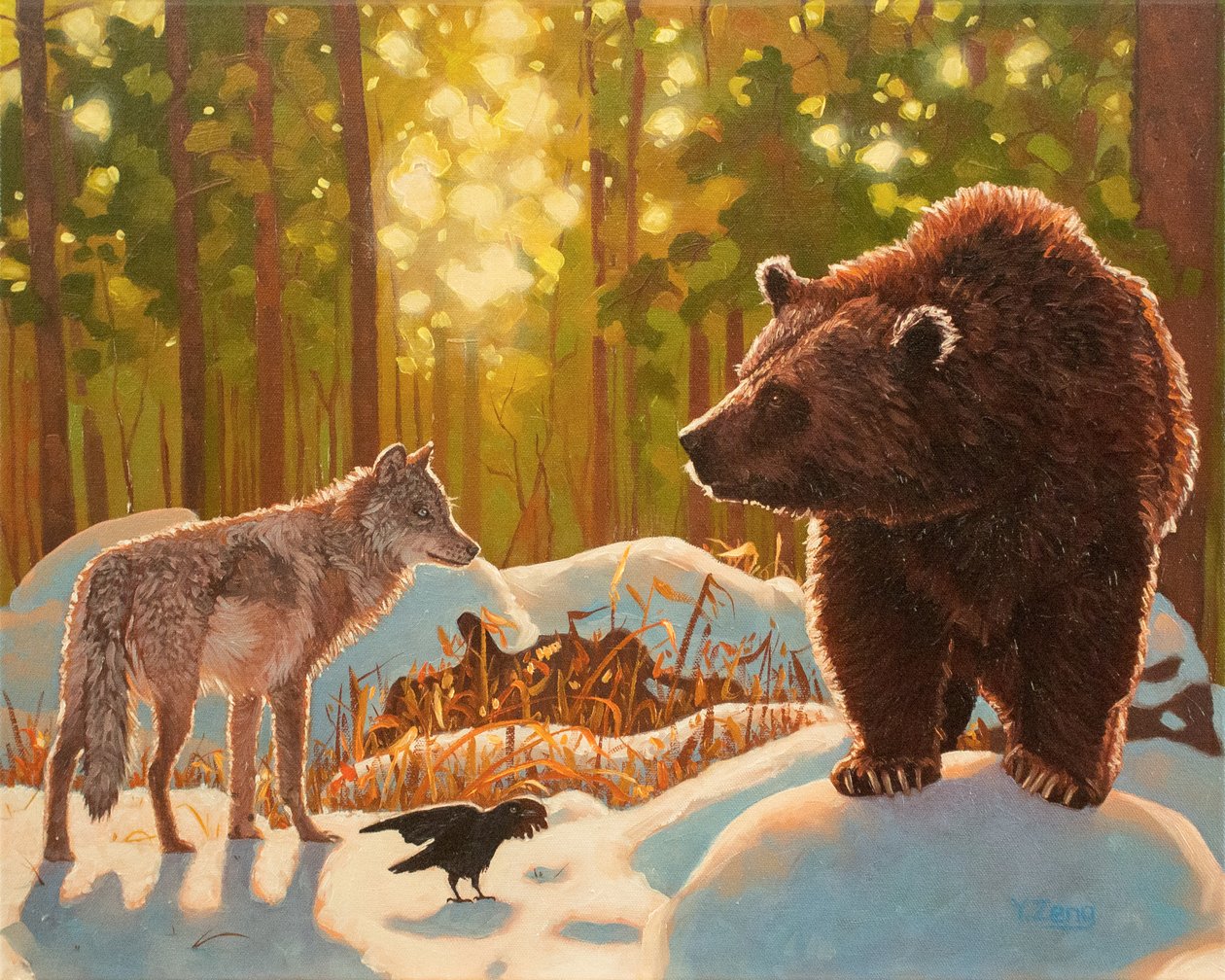 Encounter, 2023 (olja på duk) av Yue Zeng