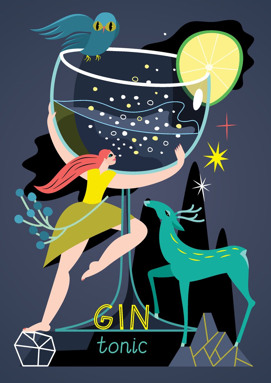 Gin Tonic, 2017 (vektorillustration) av Yulia Drobova