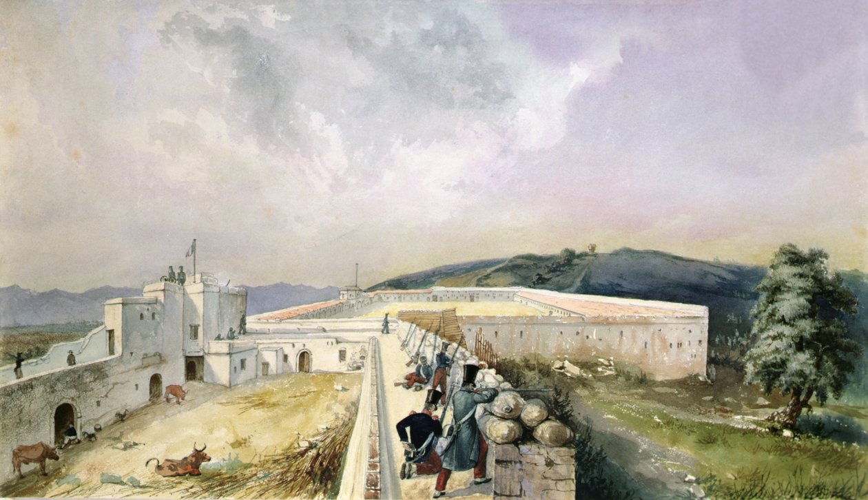 Utsikt över en experimentgård i utkanten av Alger, ca 1830-31 (akvarell på papper) av Yung Yung