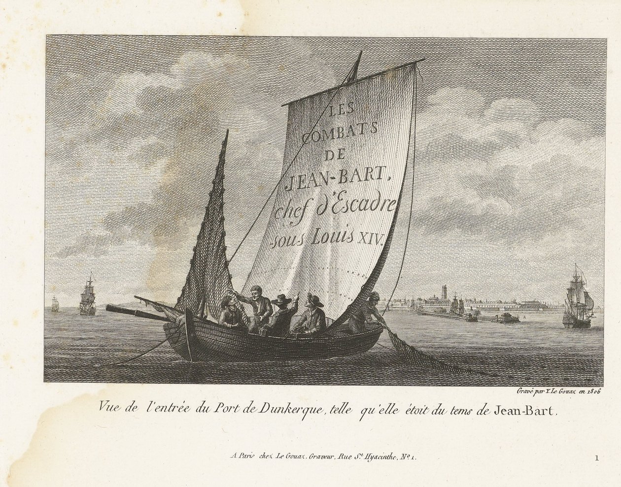 Ingang tot de haven van Duinkerke, ca. 1693-1694 Utsikt över ingången till Dunkerques hamn, som den var på Jean-Barts tid (titel på objektet) Samling av striderna av Jean-Bart, skvadronchef under Ludvig XIV (serietitel) av Yves Marie Le Gouaz