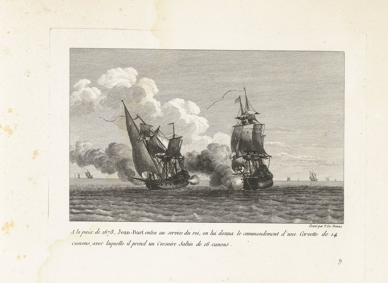Jan Bart in dienst van de koning van Frankrijk, 1678 Vid freden 1678 trädde Jean-Bart i kungens tjänst, han fick kommandot över en 14-kanoners Corvette, med vilken han tog en 16-kanoners Corsair Saltin (titel på objekt) Samling av kammar av Yves Marie Le Gouaz