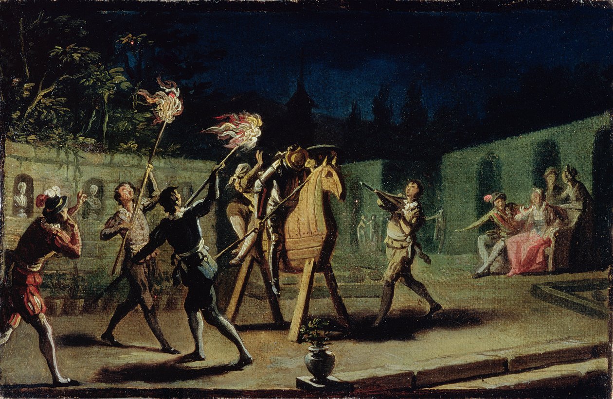 Don Quijote och Sancho Panza rider Clavileno (par 82435) av Zacarias Gonzalez Velazquez