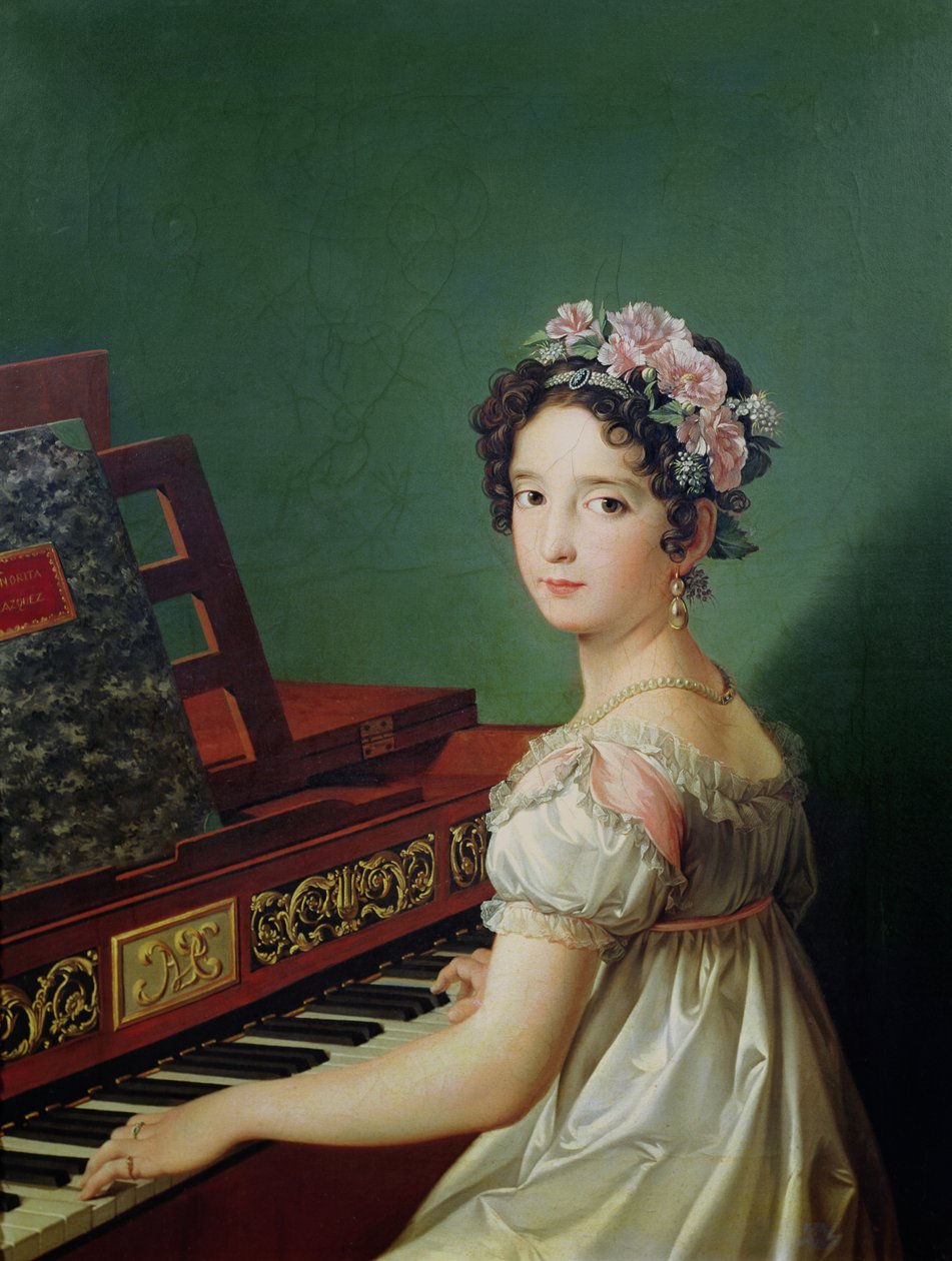 Konstnärens dotter vid Clavichord av Zacarias Gonzalez Velazquez