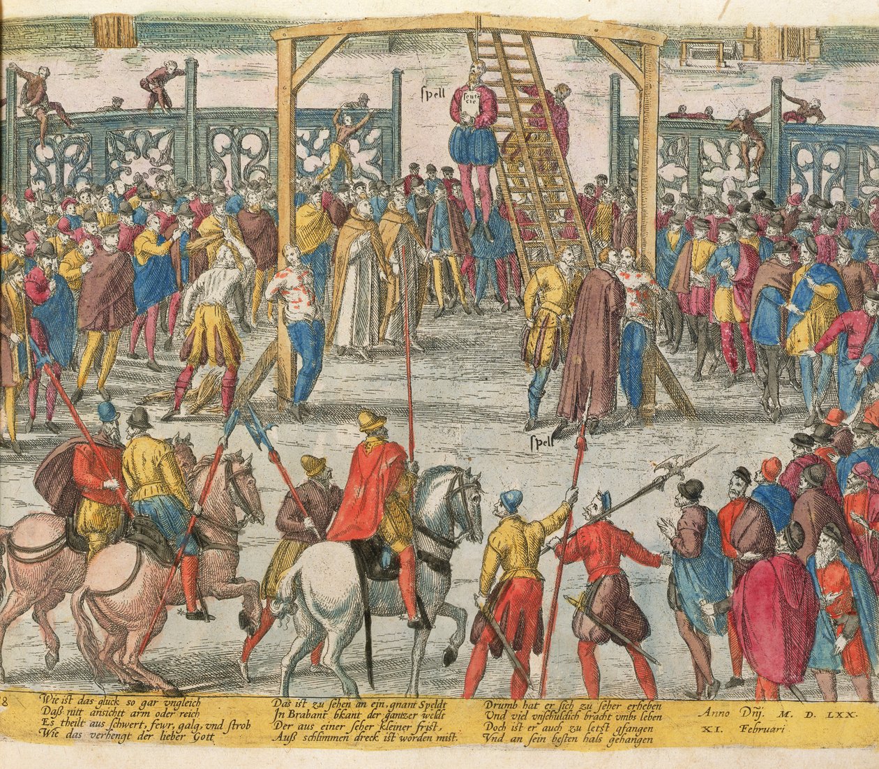 The Execution of Spell of Brabant, som hade väckt andra oskyldiga människor tillbaka till livet av Zacharias (school of) Dolendo