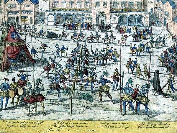 Turnering som hölls i Bryssel av spanjorerna för att stärka soldaternas moral och för att betona att Nederländerna nu var deras av Zacharias (school of) Dolendo