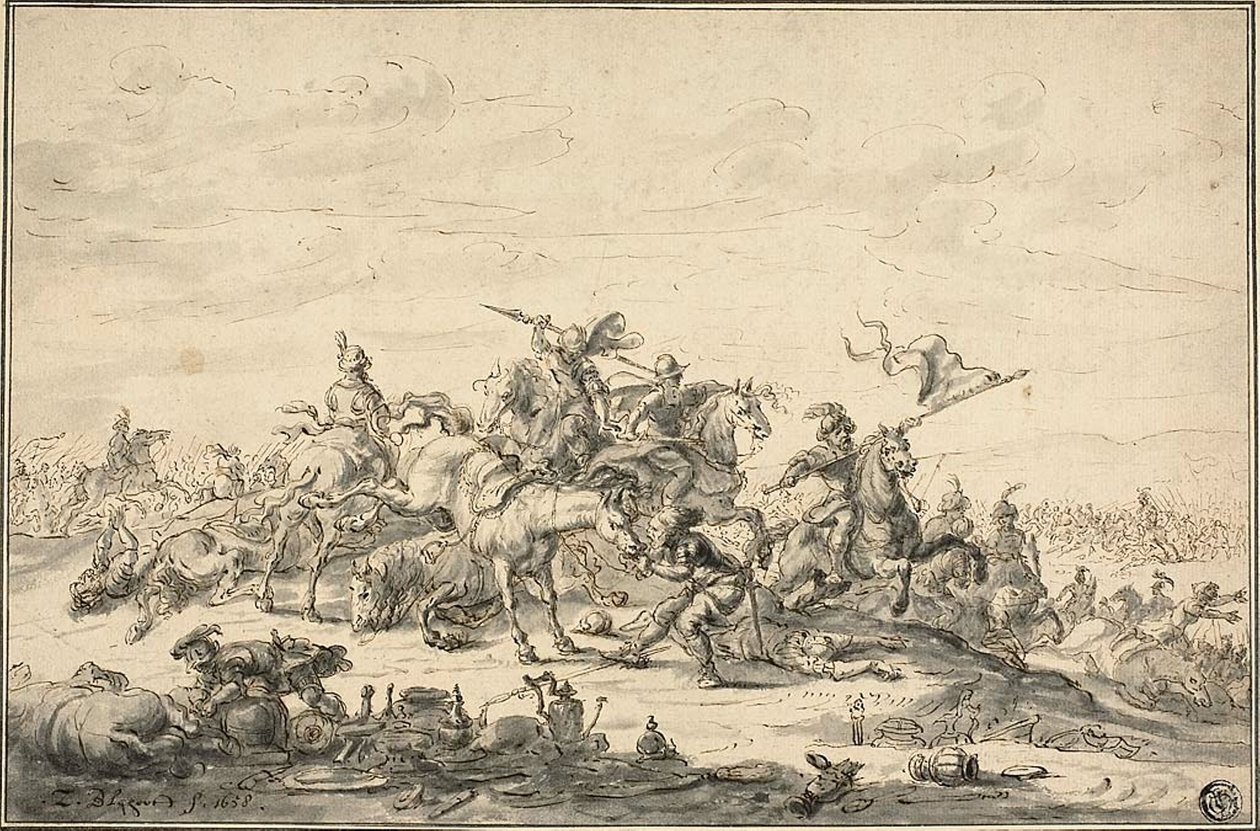 Stridsscen med ryttare av Zacharias Blyhooft