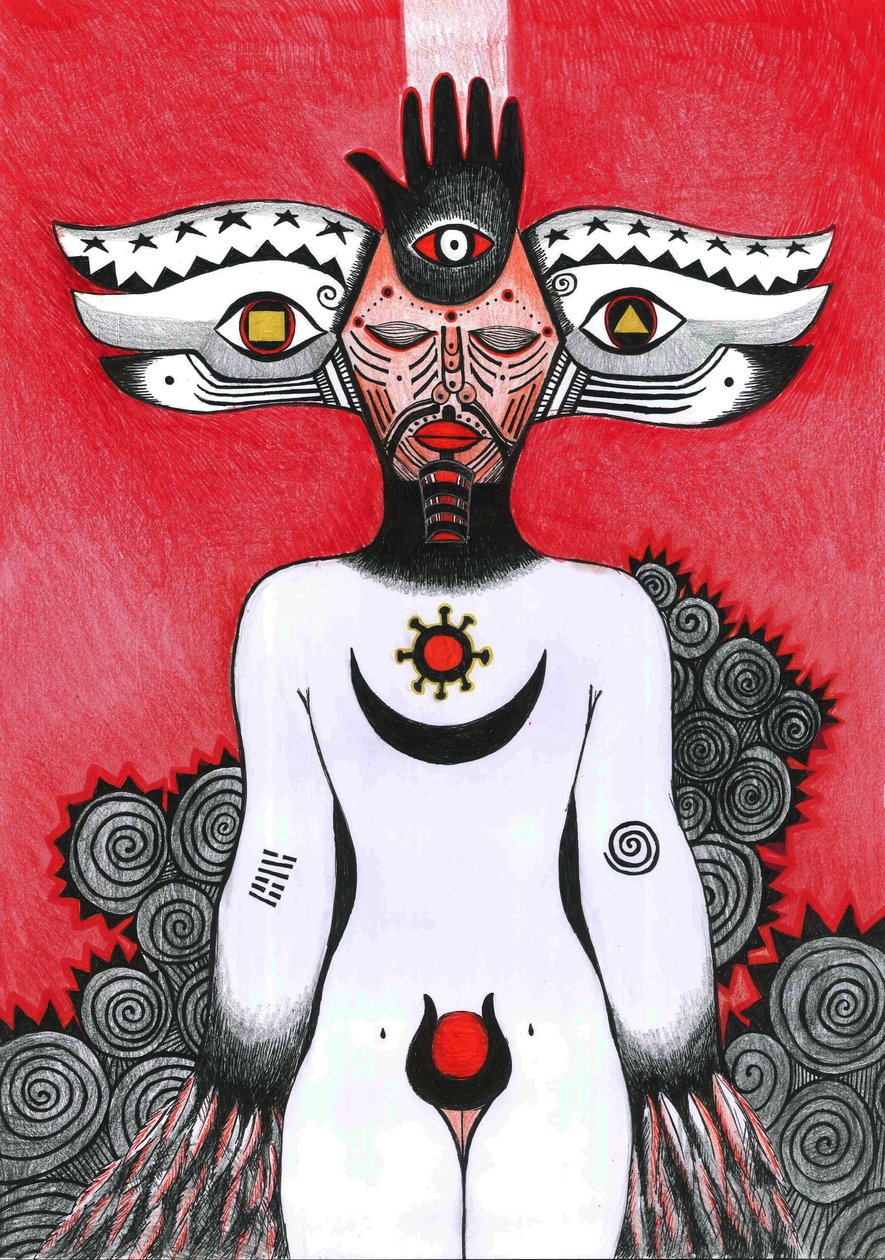 The Eye, 2012 (penna, bläck och färgpennor på papper) av Zanara Sabina Nedelcheva Williams