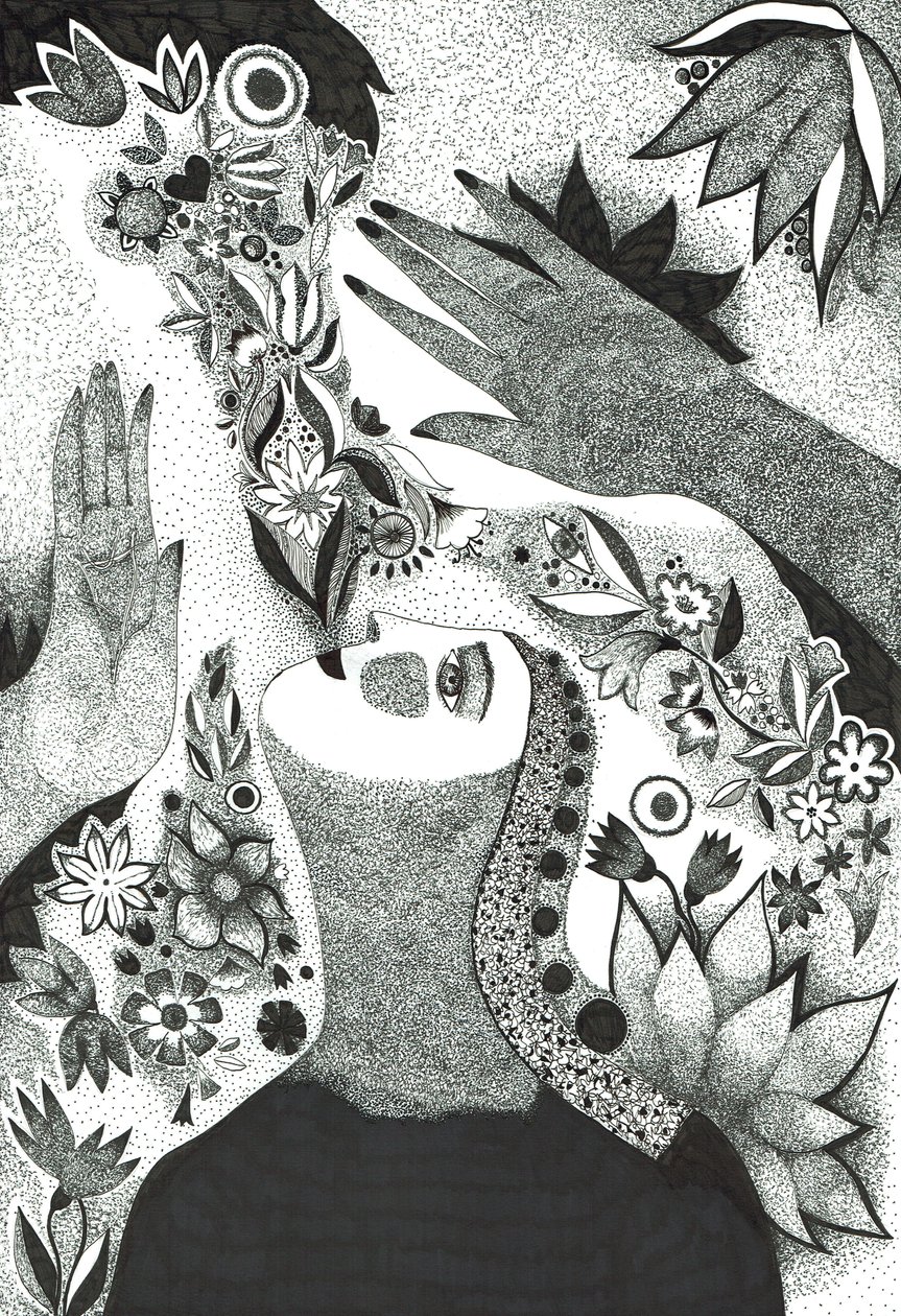Soul Flowers, 2019 (bläckteckning på papper) av Sabina Nedelcheva Williams