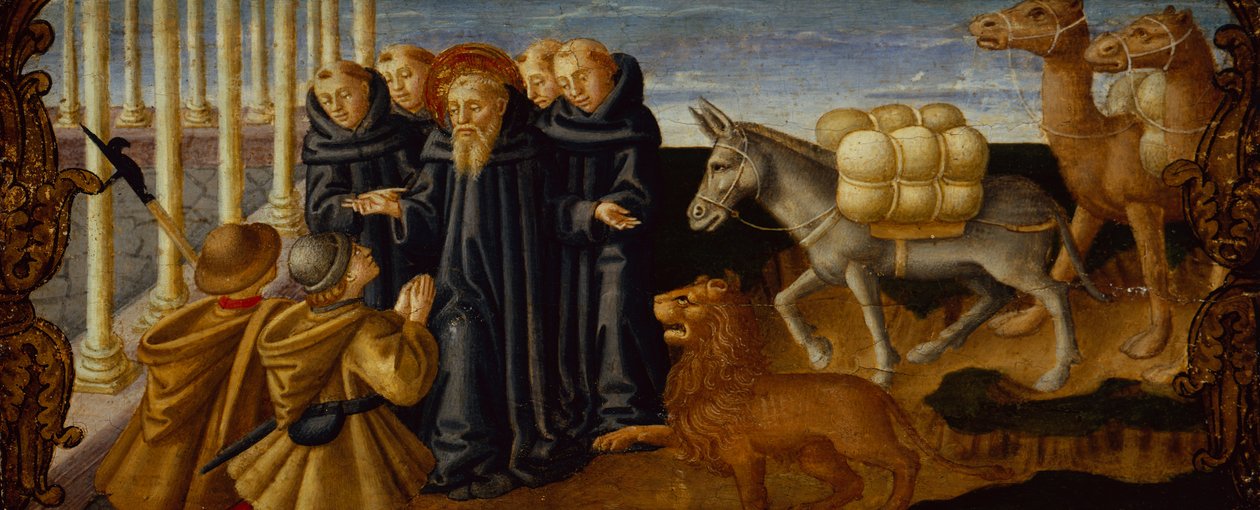 Saint Hieronymus förlåter tjuvarna (panel) av Zanobi Machiavelli