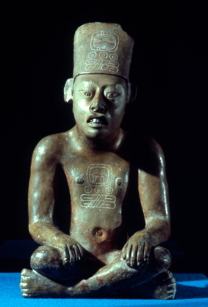 Statyett av en skrivare, sen klassisk period (700-1000 e.Kr.) (keramik) av Zapotec