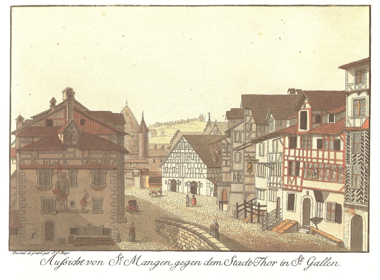 Aussicht von St. Mangen gegen dem Stadt-Thor in St. Gallen (Originaltitel) av Zeichner und Kupferstecher