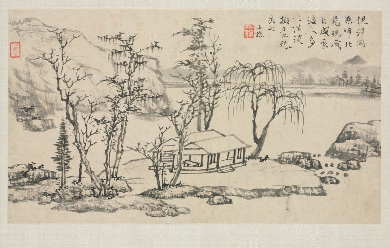 Landscape Album in Various Styles: Landscape after Ni Zan, 1684. av Zha Shibiao