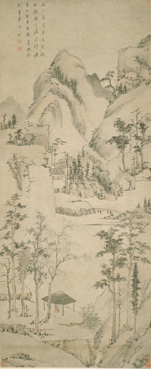 Landskap med figur (bläck och färg på papper) av Zha Shibiao