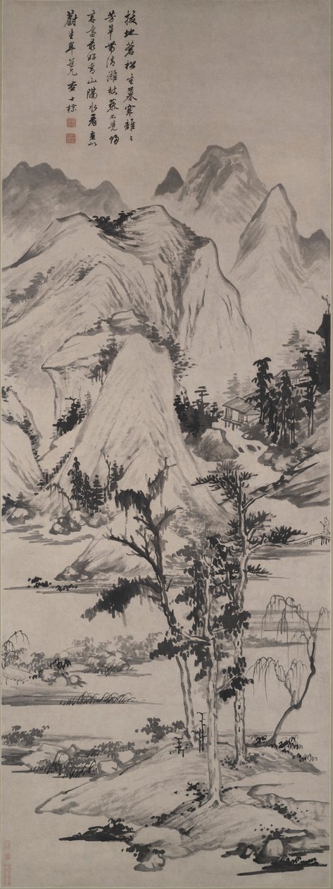 Landskap i stil med Ni Zan (1301-1374) av Zha Shibiao