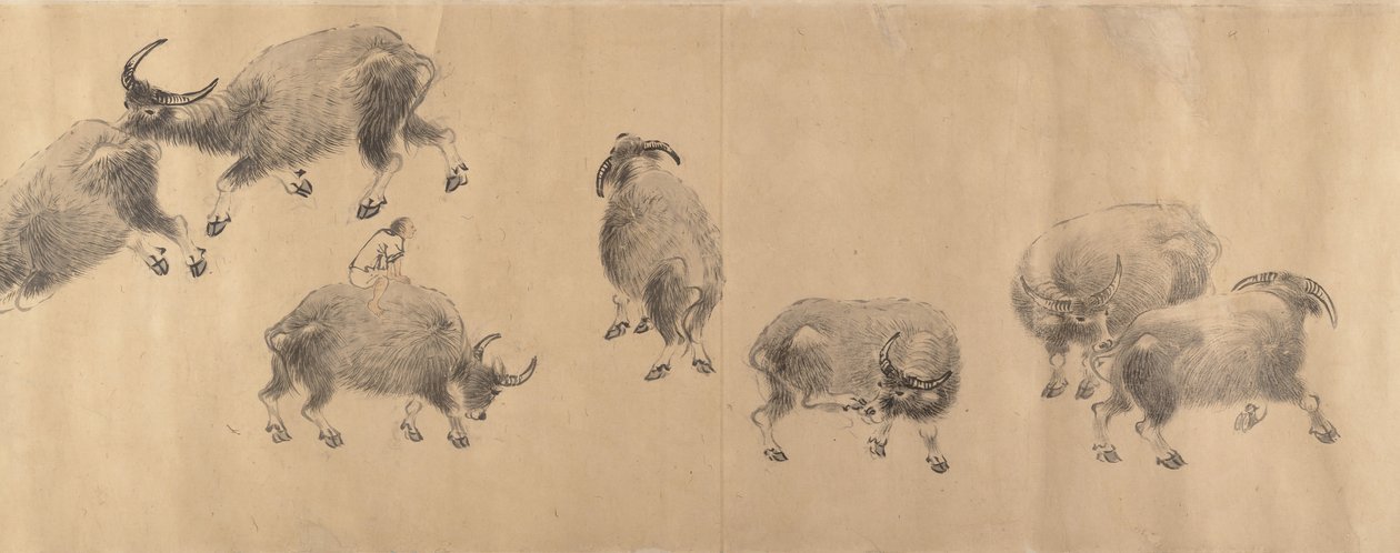 Vattenbufflar, daterad 1639. av Zhang Hong