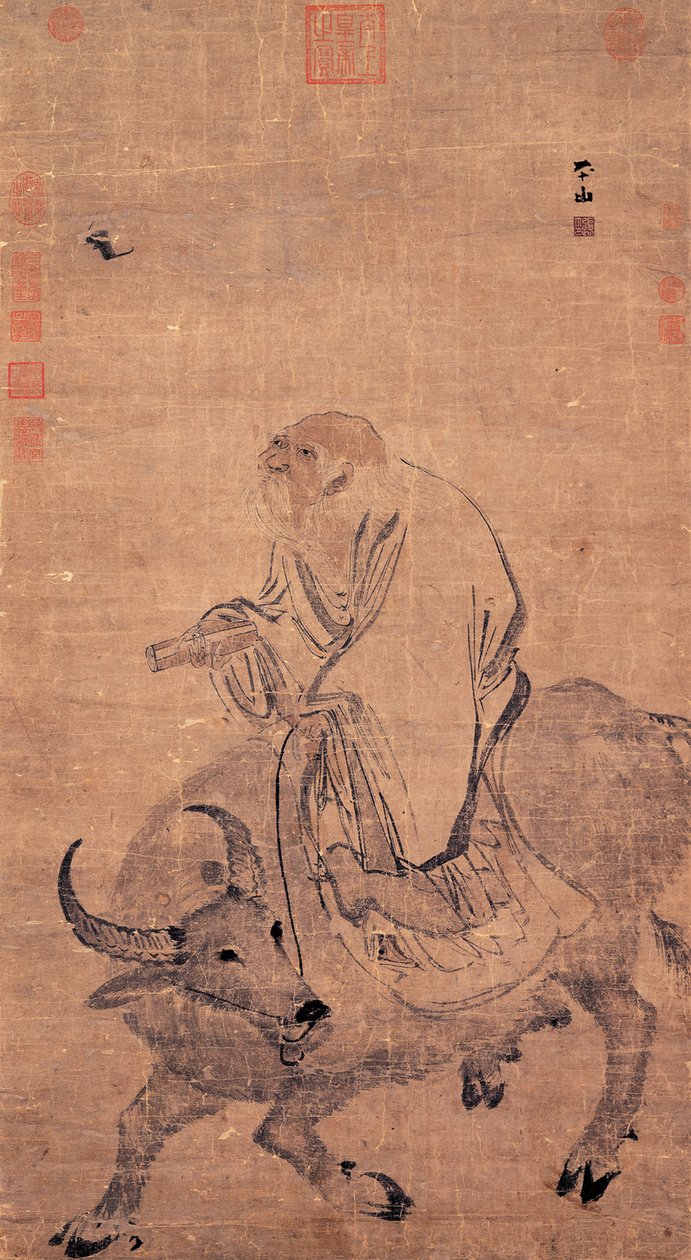 Laozi rider på en oxe, mellan 1368 och 1644 av Zhang Lu