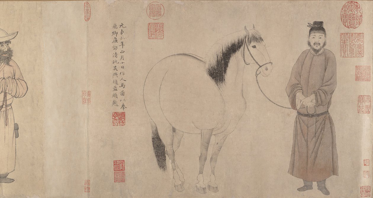 Brudgummar och hästar, daterade 1296 och 1359. av Zhao Mengfu