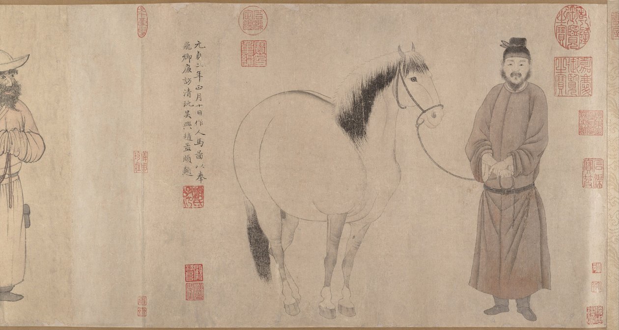 Brudgummar och hästar av Zhao Mengfu Chao Meng Fu or