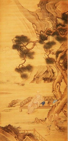 Porträtt av den lärde tjänstemannen Han Yan (1637-1704) 1696 (bläck och färg på siden) av Zhiding Yu