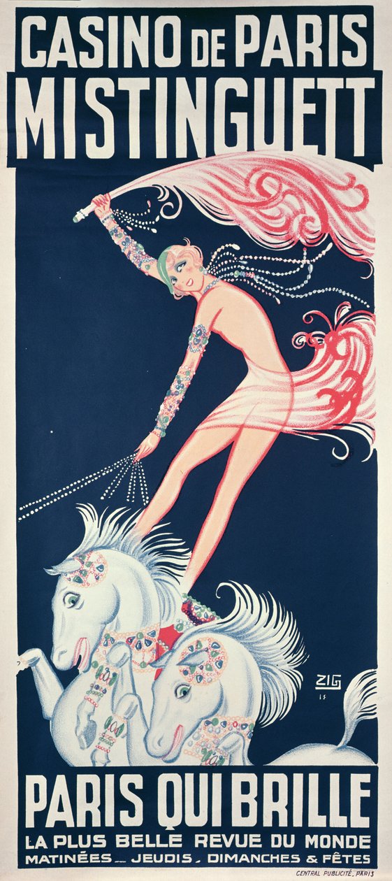 Affischreklam för Mistinguett (1875-1956) på Casino de Paris av Zig