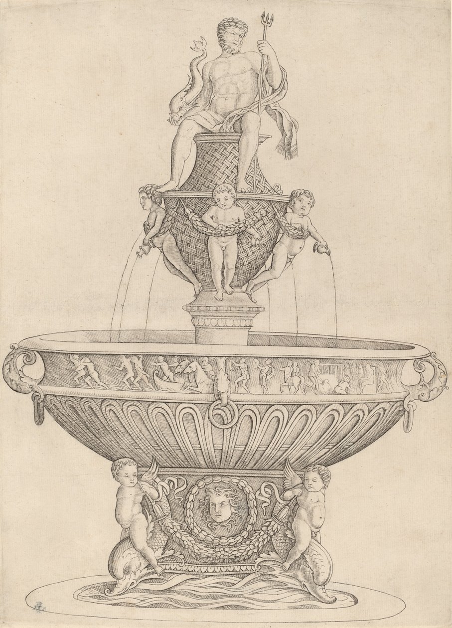Fontän med staty av Neptunus, ca. 14801485. av Zoan Andrea