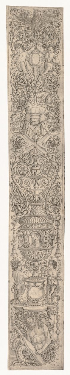 Ornamentpanel: Triton och Two Infant Satyrs av Zoan Andrea