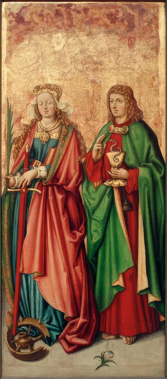 Zürichs violmästare, St. Catherine och Johannes Evangelist av Zürcher Veilchenmeister