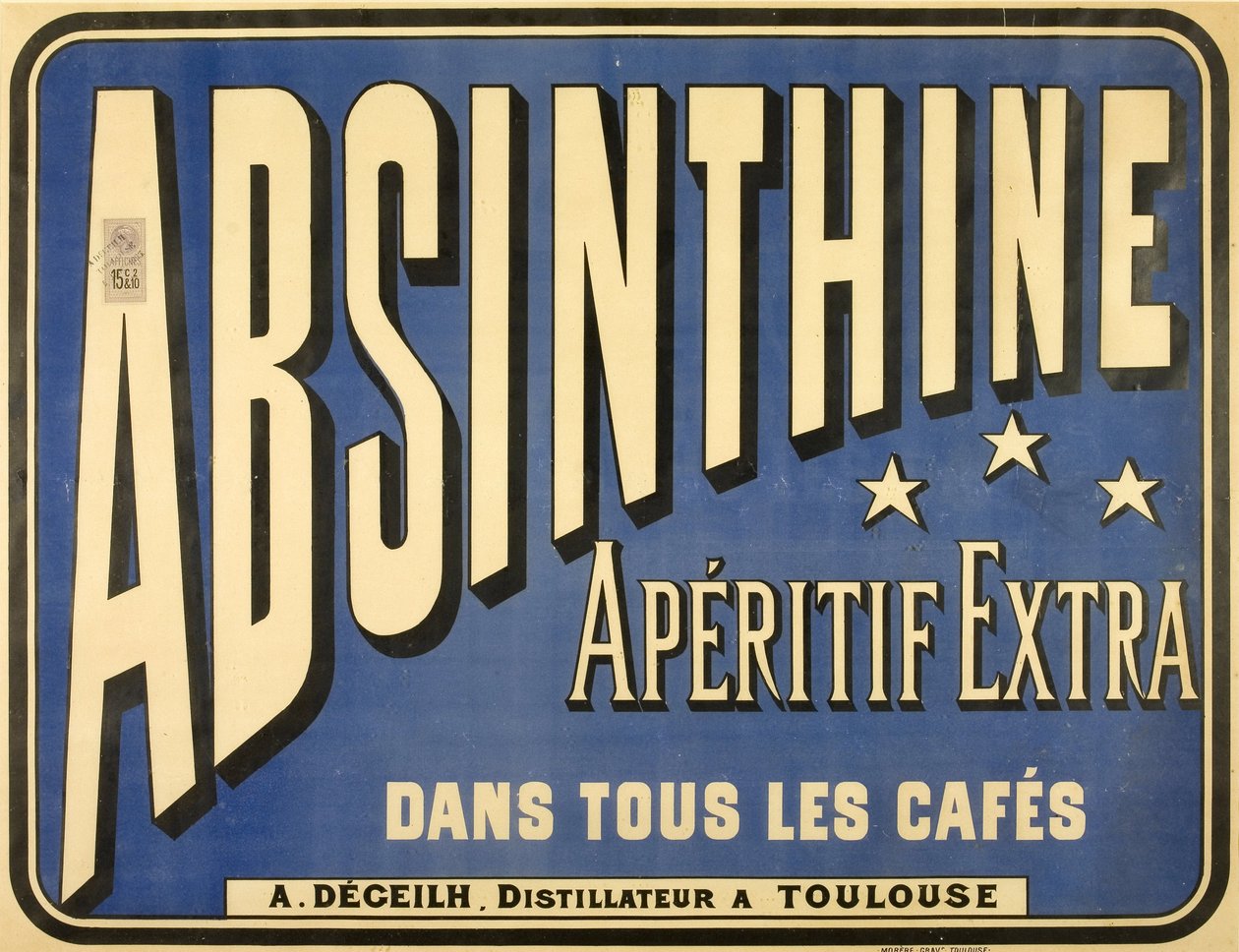 Affisch för extra aperitif absint, på alla kaféer av Frederick (attr. to) Barnard