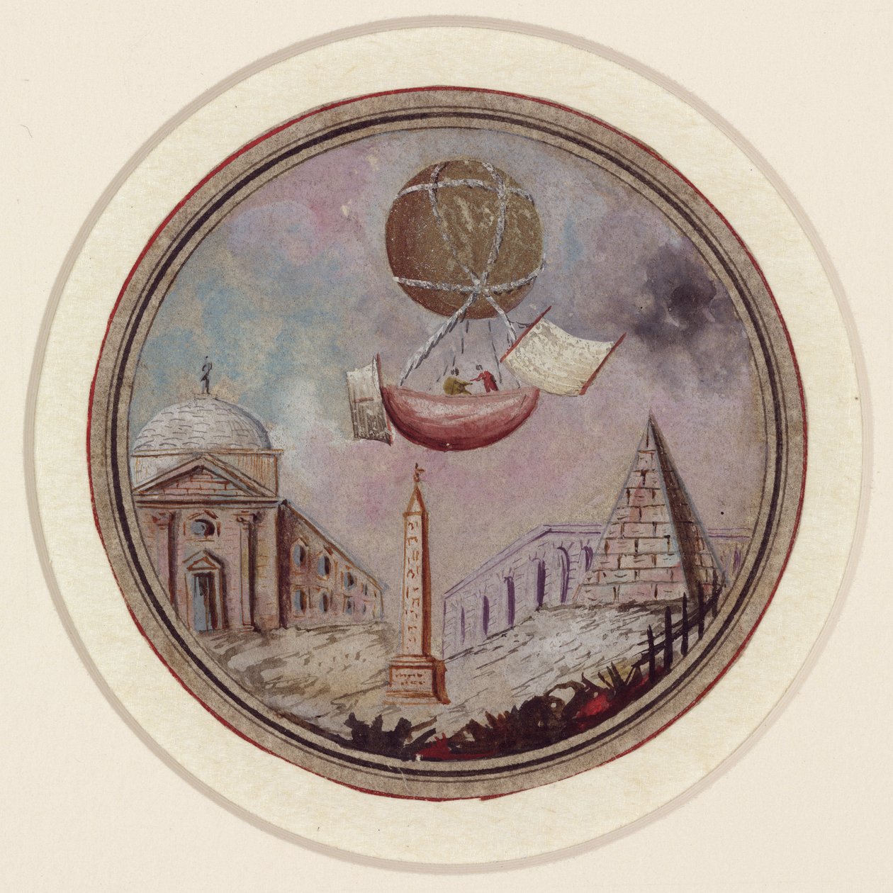 En tidig ballongkatastrof, ca 1785 av Frederick (attr. to) Barnard
