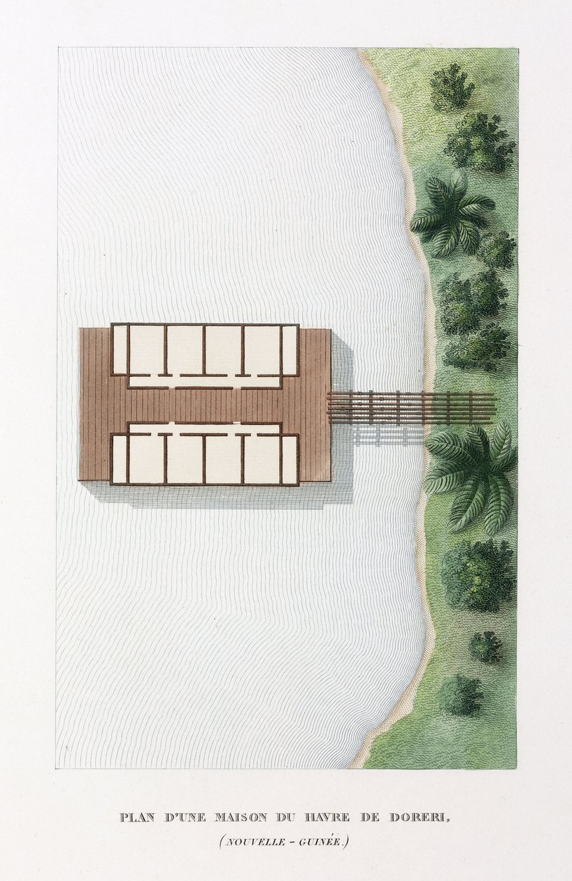 Arkitektur Plan av ett hus vid tillflyktsort Doreri av Frederick (attr. to) Barnard