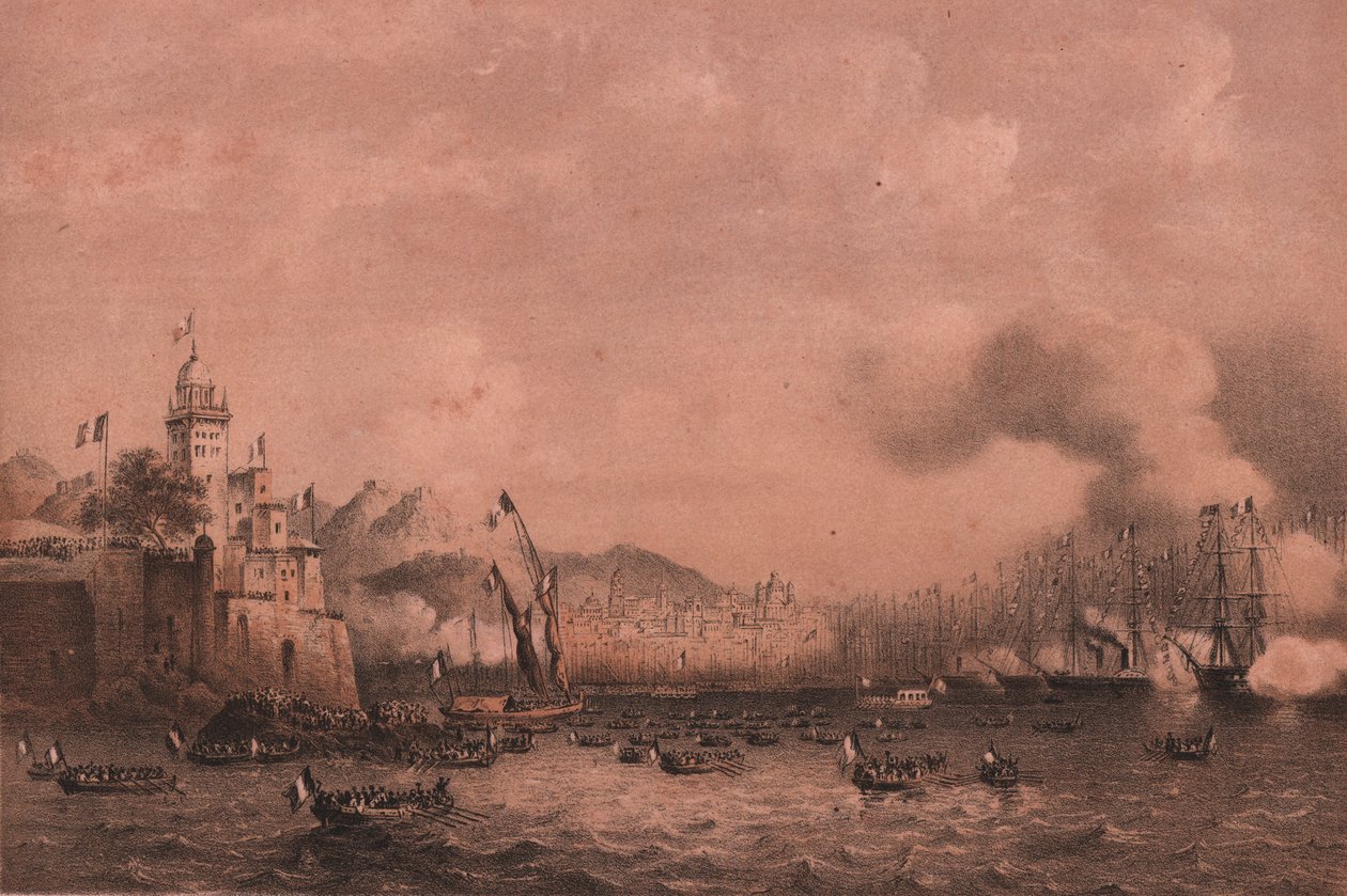 Kejsar Napoleon III:s ankomst till Genua, Ligurien av William Walcutt